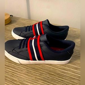 Boys navy Polo sneakers with elastic strap